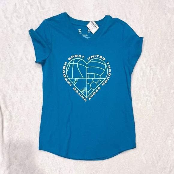 Girls Xersion Quick-Dri “United Through Sport” Blue Graphic T-Shirt Youth M - Picture 2 of 4